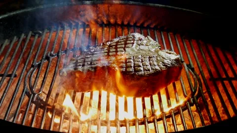Fiorentina T-bone steak cooking on the barbecue grill Video stock 263982004