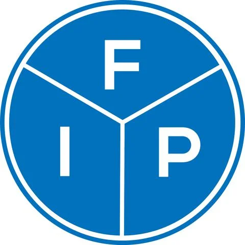 FIP letter logo design on white background. FIP creative circle letter logo c Stock-Illustration