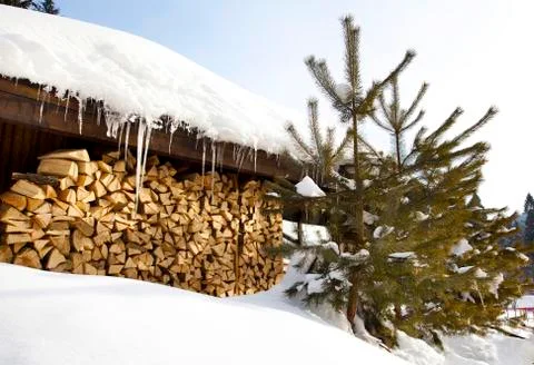 Fir and icicles Stock Photos