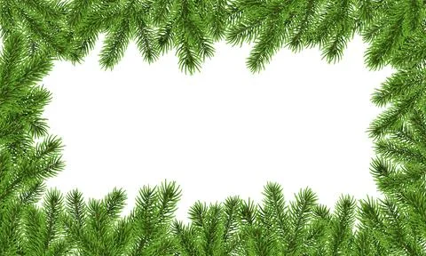 Fir branch frame, Christmas tree background, pine border Stock Illustration