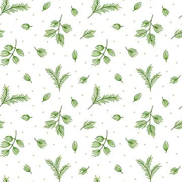 Fir branch pattern evergreen christmas tree flat Stock Illustration