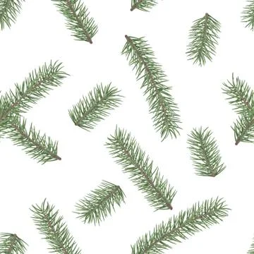 Fir branch seamless pattern. Winter holiday decor element. Vectro illustratio Stock Illustration