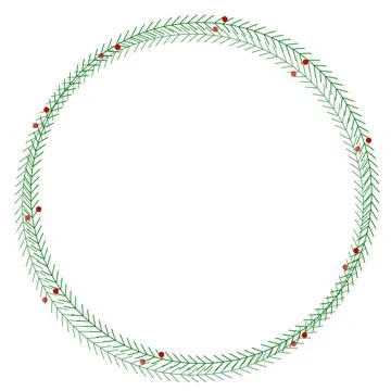 Fir branches circle Christmas frame vector art Stock Illustration