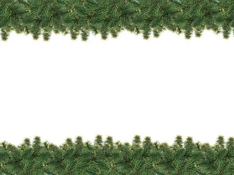 Fir branches frame isolated on white background. Christmas design element. Ch Foto stock