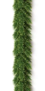 Fir branches vertical seamless pattern. Vector Christmas tree background. Stock Illustration