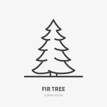 Fir Christmas tree flat line icon. Vector thin sign of evergreen plant, ecology Stock Illustration