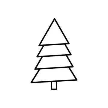 Fir Christmas tree flat line icon. Vector thin sign of evergreen plant, eco.. Illustrazione stock