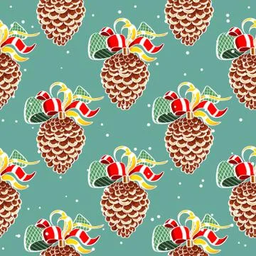 Fir Cones On Blue Stock Illustration