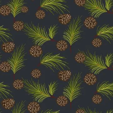 Fir cones seamless vector pattern. Illustrazione stock