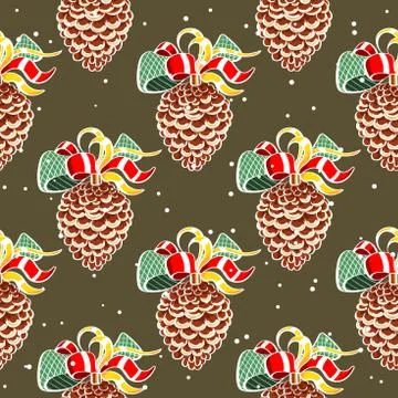 Fir Cones Snowy Background Stock Illustration