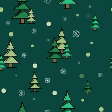 Fir forest green seamless pattern Stock Illustration
