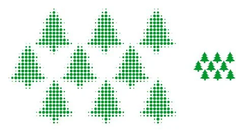 Fir Forest Halftone Dot Icon Stock Illustration