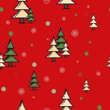 Fir forest red seamless pattern 库存插图