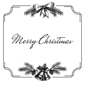 Fir pine branches. Christmas, xmas botanical sketch frame vector illustration Stock Illustration