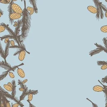 Fir pine cone seamless border Stock Illustration