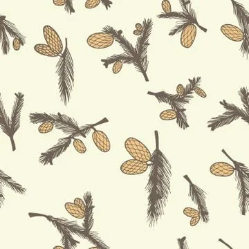 Fir pine cone seamless pattern Illustrazione stock