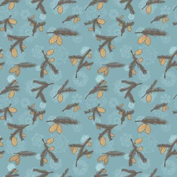 Fir pine cone seamless pattern Stock Illustration