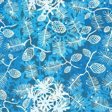 Fir pine pattern. christmass tree cones seamless vector illustration Stock Illustration