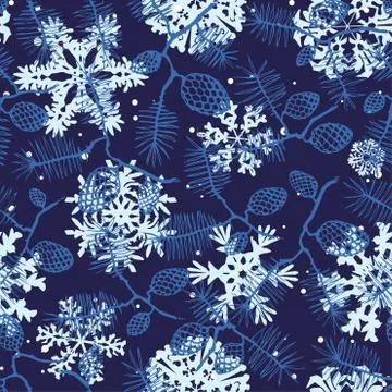 Fir pine pattern. christmass tree cones seamless vector illustration Stock Illustration