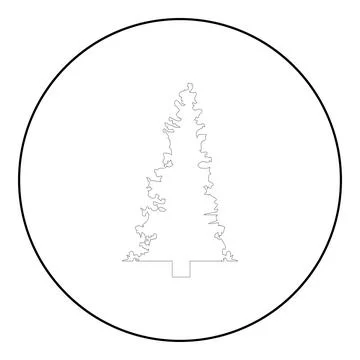 Fir spruce icon in circle round black color vector illustration solid outline 스톡 일러스트