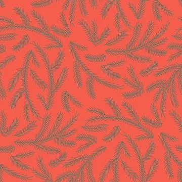 Fir, spruce, pine, cedar tree branches seamless Christmas pattern イラスト素材