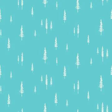 Fir, spruce, pine tree doodles seamless Christmas pattern Stockillustratie