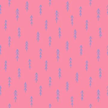 Fir, spruce, pine tree doodles seamless Christmas pattern イラスト素材