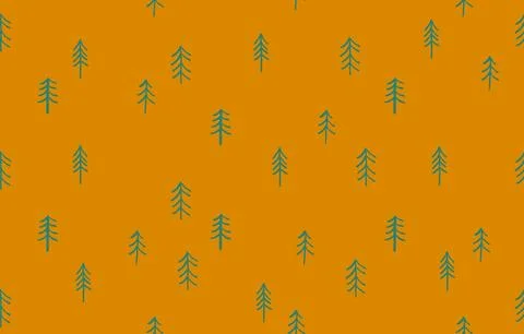 Fir, spruce, pine tree doodles seamless Christmas pattern イラスト素材
