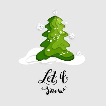 Fir tree and snow Stock Illustration