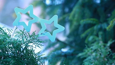 Fir tree blue paper mask background wind hd footage nobody Stock Footage 104542767