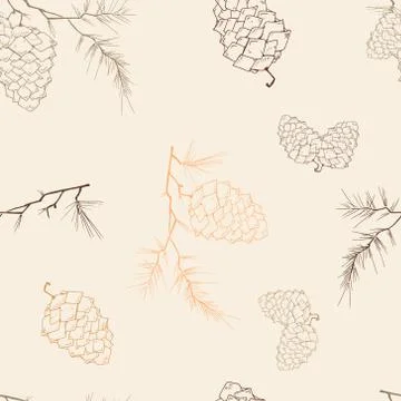 Fir-tree branch with a cone. Stock Illustration