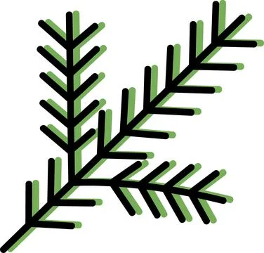 Fir tree branch flat design holiday icon Stock Illustration