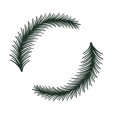 Fir tree branch round border design on white, stock vector illustration Stock Illustration