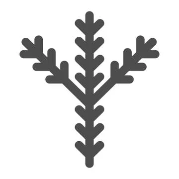 Fir tree branch solid icon. Pine vector illustration isolated on white Illustrazione stock