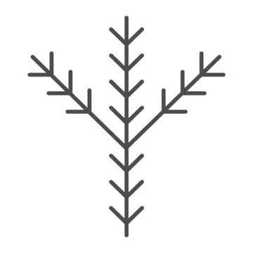Fir tree branch thin line icon. Pine vector illustration isolated on white 스톡 일러스트
