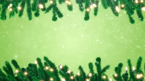 Fir tree branches with decorated Christmas garland bulbs Stock Footage 97795793