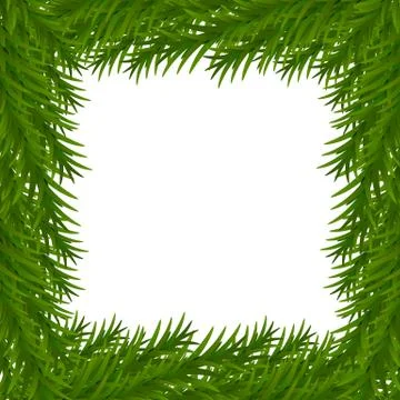 Fir tree branches frame. Happy New Year background. Stock Illustration