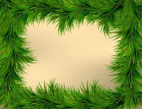 Fir tree branches frame. Happy New Year background. Stock Illustration