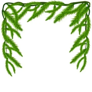 Fir tree branches frame. Happy New Year background. Stock Illustration