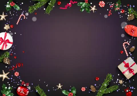 Fir tree branches frame Stock Illustration