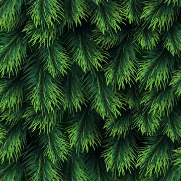 Fir tree branches pattern. Christmas background with green pine branching. Happy Illustrazione stock