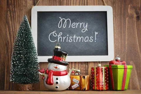 Fir tree with christmas decorations Stock Photos