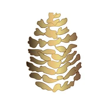 The fir-tree cone is golden. Vector illustration isolated on a white backgrou Stock Illustration