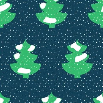 Fir tree covered with snow seamless pattern Illustrazione stock
