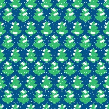 Fir tree covered with snow seamless pattern Illustrazione stock