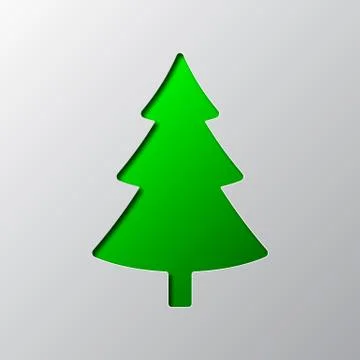 Fir tree is cut from the paper. Vector illustration. Stock Illustration