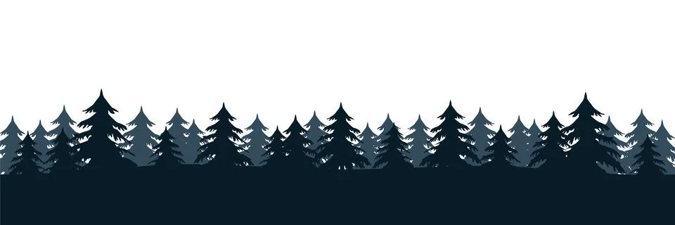 Fir tree forest border silhouette isolated vector Stock Illustration