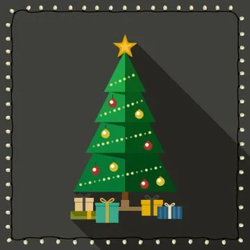 Fir tree with gifts. Stock Illustration