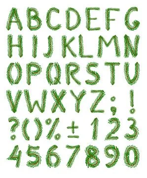 Fir tree green font Stock Illustration