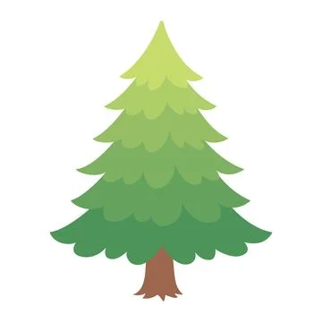 Fir tree Hand drawn forest plant flat style isolated pine tree Stock Illustration